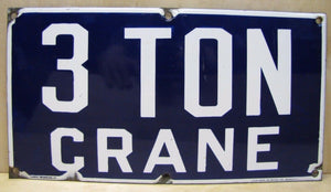 3 TON CRANE CHAS HERR MILWAUKEE 1920s Original Old Industrial Porcelain Sign Ad