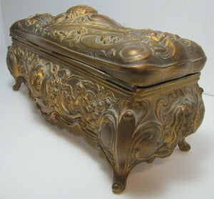 Antique Art Nouveau B&W Brainard Wilson Casket Box lovely maidens cherubs Ornate