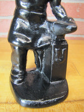 Load image into Gallery viewer, BLACKSMITH FOUNDRY IRON WORKER w ANVIL Antique Cast Iron Doorstop Bookend Statue
