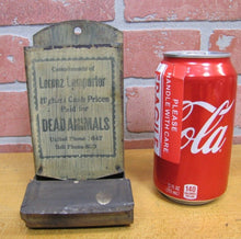 Load image into Gallery viewer, HIGHEST PRICES PAID DEAD ANIMALS L LAMPARTER Old Ad Match Safe Holder Sign
