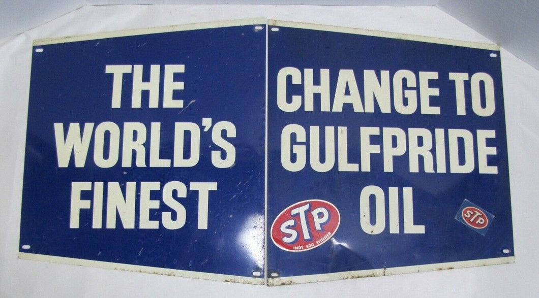 Orig 1960s GULFPRIDE Oil The World's Finest Sign GULF Gas Station Repair Shop
