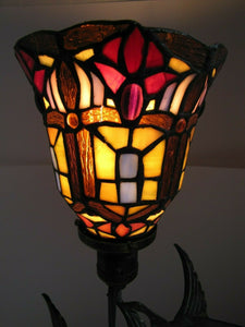 Geese Mallards Ducks Birds in Flight Bronze Brass Lamp Stained Glass Light Shade