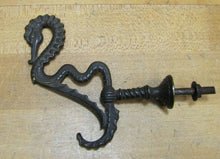 Load image into Gallery viewer, SeaHorse Serpent Antique 19c Bronze Hanger Bracket Hook Ornate Hardware Element

