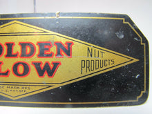 Load image into Gallery viewer, Antique GOLDEN GLOW Salted Nuts Nut Products Advertising Sign small tin peanuts
