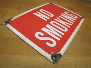NO SMOKING Old Porcelain Sign Gas Station Industrial Repair Shop RR Subway Ad