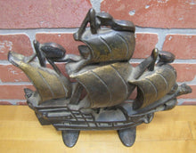 Load image into Gallery viewer, c1930 Cast Iron Nautical Sailing Ship Doorstop Creation Co Wonderful Detail
