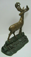 Load image into Gallery viewer, ELK STANDING ON ROCKS Antique Cast Iron Wildlife Doorstop Decorative Arts Statue
