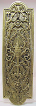 Load image into Gallery viewer, Antique Door Push Plate Ornate Flame Torch Ribbons Bows Floral Old Brass Bronze
