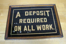Load image into Gallery viewer, A DEPOSIT REQUIRED ON ALL WORK Original Old Reverse on Glass Wooden Framed Sign
