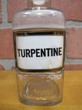 Load image into Gallery viewer, TURPENTINE Antique Reverse Glass Label Bottle Apothecary Drug Store Medicine
