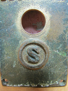 Old SHEPARD ELEVATOR CAR RUNNING Control Panel Button S Logo Bevel Edge Brass