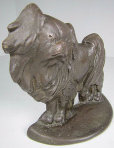 PEKINGESE Old Figural Dog Bronze Brass Doorstop Bookend Decorative Art Statue