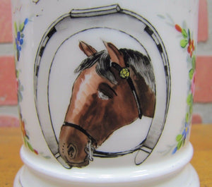 Antique Occupational Shaving Mug Horse HorseShoe Flowers Leonard Vienna Austria