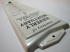 Old HAVERLY MORTUARY Adv Thermometer Sign AMBULANCE FUNERAL MITCHELL INDIANA