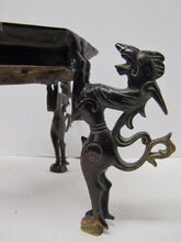 Load image into Gallery viewer, Vtg DRAGON BEAST Decorative Art Stand Pedestal Large Heavy Ornate Brass Bronze
