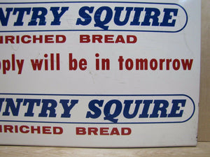 1960s COUNTRY SQUIRE BREAD Store Display Rack Ad A-M Co Sign WE'RE ALL SOLD OUT