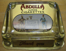 Load image into Gallery viewer, ABDULLA CIGARETTES Old Tobacco Ad ROG Glass Change Receiver Tray Cigar Sign Card
