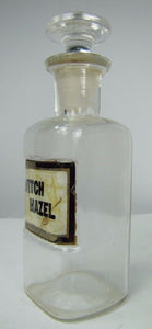Antique Witch Hazel Apothecary Glass Bottle drug store medicine advertising