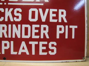 DANGER NO TRUCKS OVER CLINKER GRINDER PIT Old Porcelain Sign Industrial Gas Oil