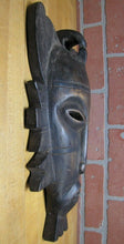 Load image into Gallery viewer, Old African Mask Wood Carved Decorative Art Wall Plaque Large Eyes Slender Nose
