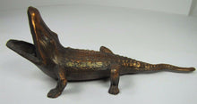Load image into Gallery viewer, Old Alligator Ashtray Match Cigar Holder Sebring Fla Souvenir cast metal copper
