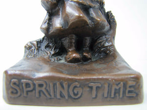 WB WEIDLICH BROS SPRING TIME Girl Basket Flowers Antique Decorative Art Statue
