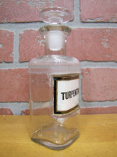 Load image into Gallery viewer, TURPENTINE Antique Reverse Glass Label Bottle Apothecary Drug Store Medicine
