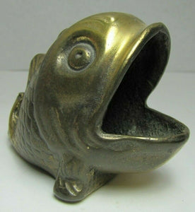 Fish Old Brass Figural Cigar Rest Ashtray Incense Burner England Decorative Arts