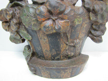 Load image into Gallery viewer, Antique Cast Iron Nasturtiums Flower Doorstop old paint early 1900s Hubley
