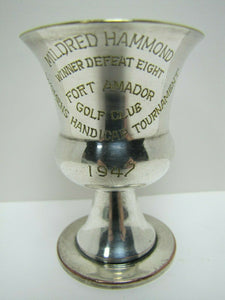1947 FORT AMADOR GOLF CLUB WOMANS TOURNAMENT WINNER Silver Plate Trophy Award