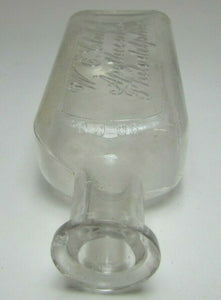 W E CLINE APOTHECARY PHILADELPHIA Antique Embossed Glass Medicine Bottle