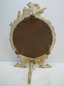 Cast Iron CHERUB FRAME Vintage Art Nouveau Style High Relief Picture Mirror Art