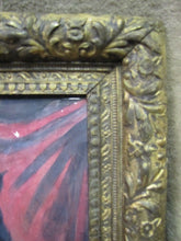 Load image into Gallery viewer, Girl in Red Dress with Black Cat Outsider Folk Art Watercolor Painting A. Romano
