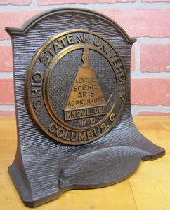 1920s OHIO STATE UNIVERSITY Cast Iron Decorative Arts Bookend Book End Doorstop