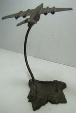 Load image into Gallery viewer, Old Art Deco Bronze Airplane Desk Ashtray Coin Trinkets jet fighter plane ornate
