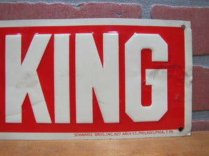 NO SMOKING Old Sign SCHWARTZ Bros PHILADELPHIA PA Embossed Tin Advertising