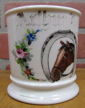 Load image into Gallery viewer, Antique Occupational Shaving Mug Horse HorseShoe Flowers Leonard Vienna Austria
