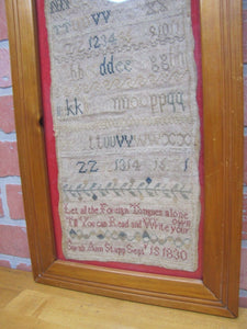 1830 LET ALL THE FOREIGN TONGUES ALONE ... SARAH ANN STAPP School Girl Sampler