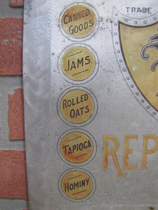 RED SHIELD REPRESENTS PURITY JAS G POWERS & Co NY Antique Grocery Store Ad Sign