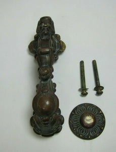 Antique Bronze Gentlemans Head Door Knocker Ornate Unique Architectural Hardware