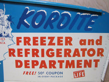 Load image into Gallery viewer, Old KORDITE FREEZER &amp; REFRIG Dept Sign Win Holiday AMERICAN AIRLINES LIFE Maga
