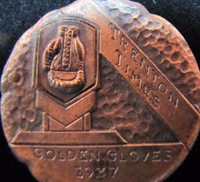 Load image into Gallery viewer, Orig 1937 TRENTON TIMES GOLDEN GLOVES BOXING Medal Medallion ornate design
