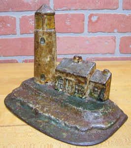 LIGHTHOUSE Antique Cast Iron Keepers Home Figural Doorstop Decorative Art Statue