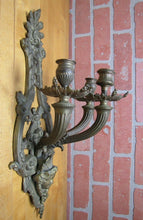 Load image into Gallery viewer, Vtg Brass Figural Head Lamp Light Large Wall Mount Sconce 3 Candle Lite Holder
