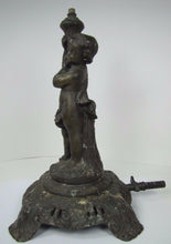 Load image into Gallery viewer, Antique Victorian Gas Lamp figural child holding urn ornate old decorative light
