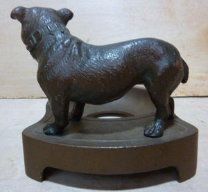 Antique Bulldog Tray cast iron bronze wash decorative art card tip coin ashtray