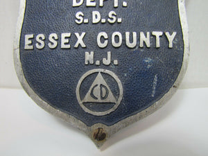 CD CIVIL DEFENSE SHERRIFS DEPT ESSEX COUNTY NJ Old Car Plate Topper Badge Sign