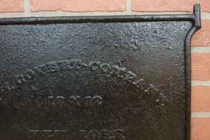 Antique HW COVERT Company New York Cast Iron Furnance Stove Door Art Plaque Sign