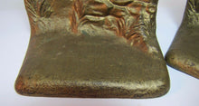 Load image into Gallery viewer, Antique Cast Iron LIONS HEAD FOUNTAIN Well Landscape Bookends Old Gold Paint
