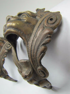 Monsters Beasts Antique Figural Pair Bronze Decorative Hardware Elements